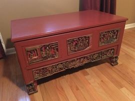 Chinoiserie-style cedar chest