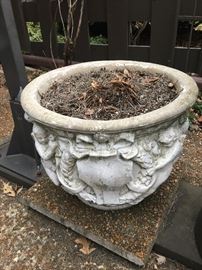 Marvelous concrete planter with embossed cherubs (1 of 2)