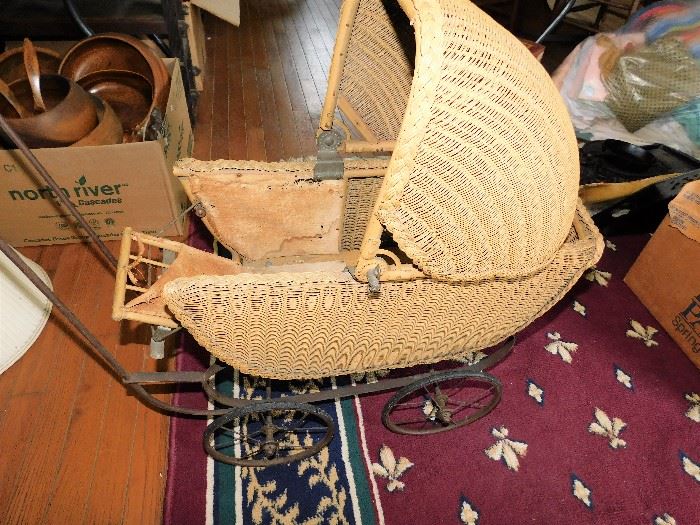 antique wicker stroller 