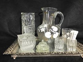  Ribbon glass pitcher