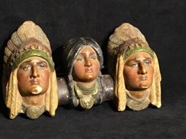 Native American Chalkware Heads