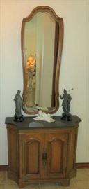 Vintage Slate Top Console Cabinet & Matching Wall Mirror