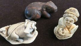 Cow leads man to temple by Jugyoku, 1840 Sitting Cow by Unkwen 1840, Woman with Pup Hyokoshi 1770-1830