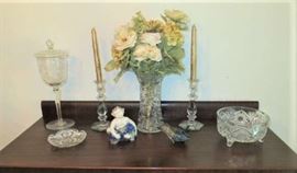 Vintage Etched/Cut Crystal Glass, 
Vintage Royal Copenhagen Porcelain Bacchus Mythology Figurine