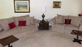 Rooms To Go Taupe Suede Sofa/Love Seat