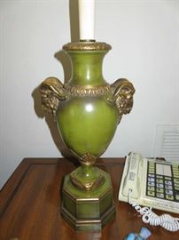 Vintage Double Rams Head Table Lamp