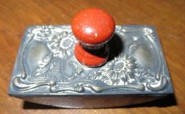 Antique Sterling Silver Wood Handle Ink Blotter