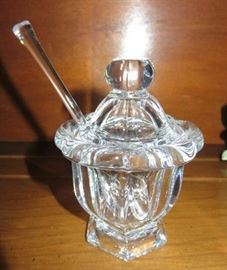Baccarat Crystal Missouri Mustard/Jam Jar with Spoon