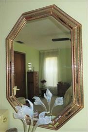 Hollywood Regency Gilt Gold Frame Wall Mirror 
