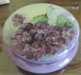 Antique Hand Painted Violet Limoges France Powder Box