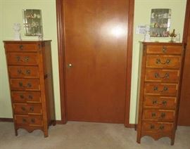 Pair Antique Baker Furniture Lingerie Chest of Drawers Dressers 