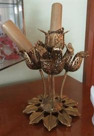 Vintage Ornate Gold Filigree Flower Lipstick Holder