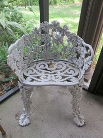 White Heavy Cast Wrought Iron Patio Garden Chair