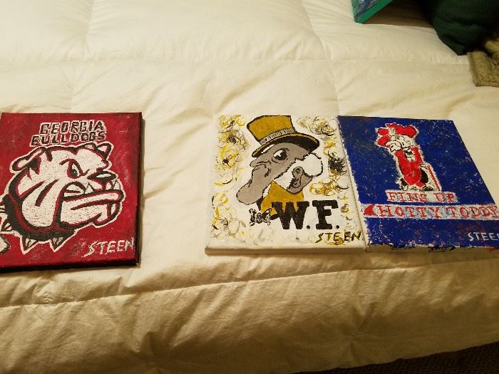 Original paitings college mascots including Georgia, Wake Forest Ole Miss and More