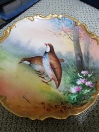 Limoge Artist Signed Painted Quail Plate