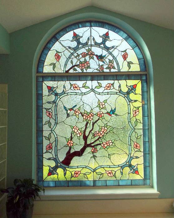 Stained-glass window.  Two sections 5x5 & 3x5