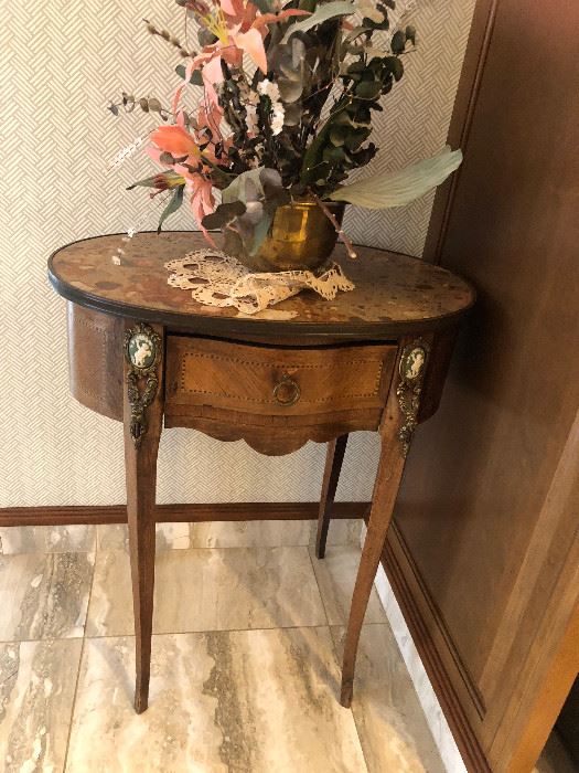 Louis XV Side table with Wedgewood Circles in Brass