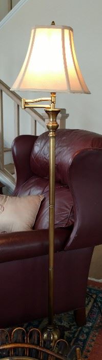 Brass lamp (leather chair is not for sale)
