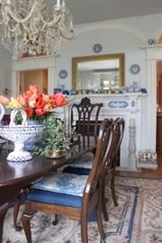 Formal Dining Room Table, Wool Aubusson Rug, Wedgewood Jasperware, Portuguese Porcelain
