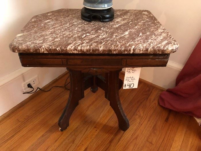Eastlake Marble Top Lamp Table, cut to coffee table height 