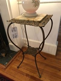 Onyx and Brass Lamp Table 
