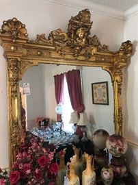 American Egyptian Revival Gold Mantle Mirror 
