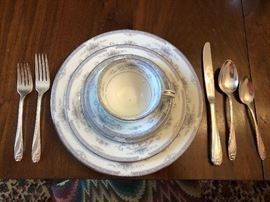 Noritake China and International Silver Plate Daffodil Flatware 