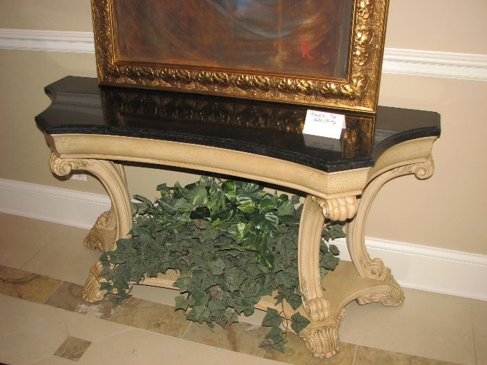 black marble topped hall table