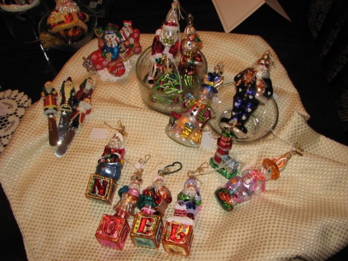 Many Radko ornaments signed by Billy Rhodes 