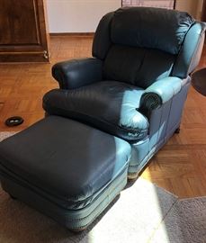Leather Arm Chair and Ottoman