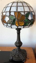Stained Glass Lampshade on Metal Base