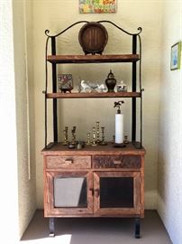 Wrought Iron/ Oak Baker's Rack
