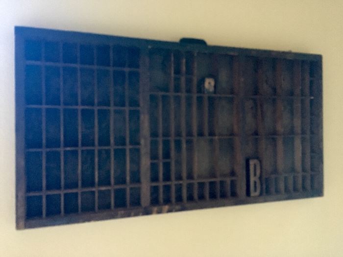 Antique printer's typeset tray