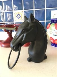 Cast hitching post horse head