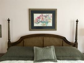 Ethan Allen Cane King Bed with Stearns & Foster Mattress