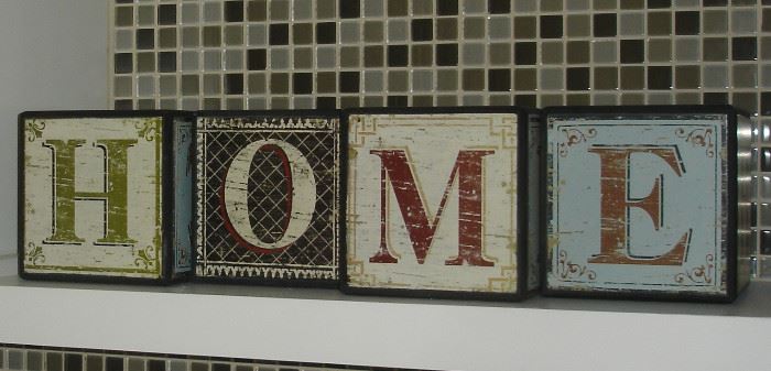 "Home" wooden block letters