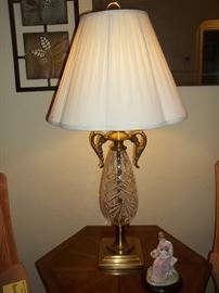 beautiful vintage crystal and brass lamp