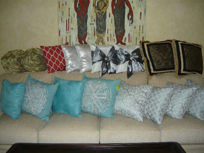 Tons of designer pillows, some never used.