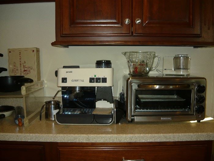 Kitchen Aid toaster broiler and commercial espresso machine
