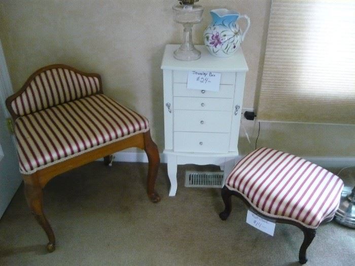 Cute vanity bench and footstool