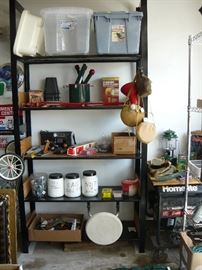 Tools, hardware, camping stuff, storage containers