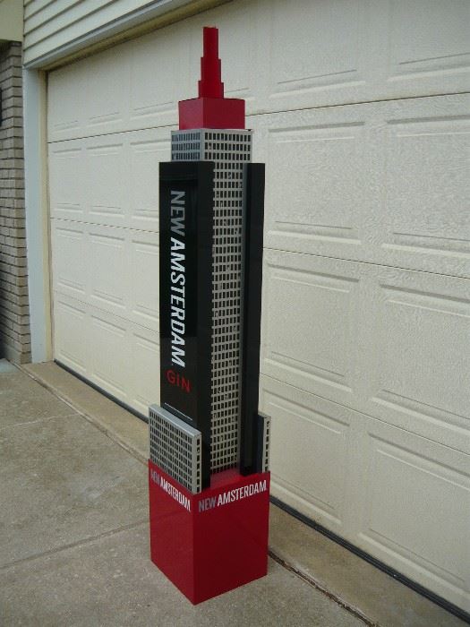 5 1/2' tall metal New Amsterdam gin advertising skyscraper.  Cool right?
