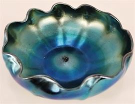 Tiffany glass Blue Favrile Bowl, early 20th C. LCT