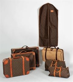 Vintage Louis Vuitton, 6 Piece, Monogram Canvas, Soft Shell, Suitcases, Duffel Bag (2), Hanging Garment Bag, all with LV canvas monogram; together with a Gucci soft -sided suitcase.