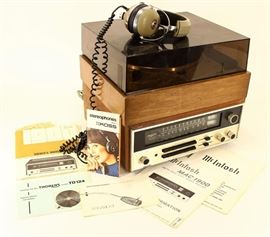 Audiophile Collection: McIntosh Stereo Receiver, Model 1900 c. 1975 in a custom wood case; a Thorens Turnable Model TD124
witha SME Series II Pickup arm and cartridge and a set of KOSS PRO-$AA headphones. NOTE: original sales, service, and owner manuals included for both stereo components.