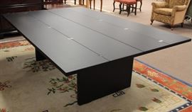 Cassina by Piero di Martin 'La Barca" Dining Table. Label: "Cassina", black rectangular table with extending top. Model: 'La Barca' meaning 'the boat', 1975.