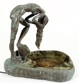 Sally Balinsky, American, Nude Woman Bathing, bronze Fountain Outdoor. Garden