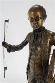 Richard Pauli, 1855-1892, Young Mozart Statue Bronze, Signed "Paulie".  Provenance: Cascone Collection of Arts and Antiques