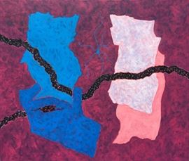 Diran Deckmejian, Am., b. 1930, Abstract, O/C, verso signed and dated.  Midcentury Modern MCM.  Diran Deckmejian, a New York and Connecticut abstract artist and photographer, was born in Manhattan in 1930. Deckmejian studied with Robert DeNiro Sr. at the New School, with Victor
Candell and Leo Manso at the Provincetown Workshop, and with Theodoros Stamos at the Art Students League. Stamos remained a life-long influence and close friend of Deckmejian's until his death in 1997