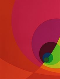 Herb Aach, German/American, 1923-1985, 20th C., Split Infinity Series Print, MCM Midcentury Modern Abstract Art